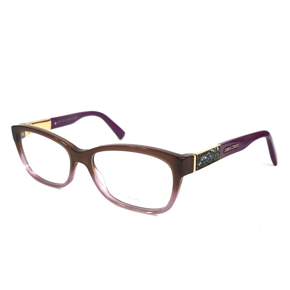 Jimmy Choo Eyeglasses Frames JC110 F1A Brown Pink Purple Fade Crystals 53-15-135